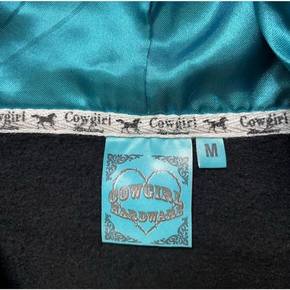 Cowgirl Hardware Rhinestones Full Zip Hoodie Women Medium Black Y2K - Picture 5 of 6